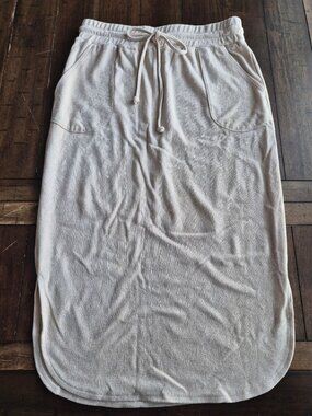 Belle Beach By Kim Gravel Off-White Terry Knit Drawstring Skirt XS